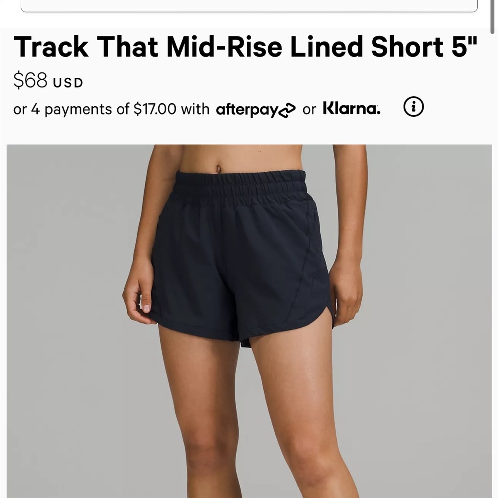 Lululemon track that mid rise shorts 6 navy